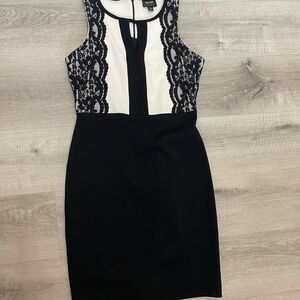Nicole Miller Black and White Halter Sheath Mini Dress